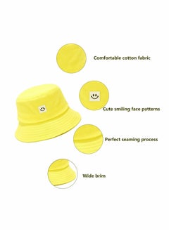 SYOSI Bucket Hat Summer Travel Bucket Cap Beach Sun Hat Smile Visor for Women Men Teens (Smiling Face)  - Image 3
