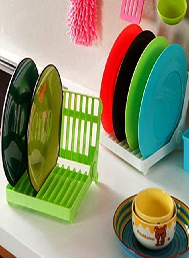 ATETO Dish Rack Stand Multicolor Plastic Foldable Dish Rack Dish Drying Drainer Organizer Holder for Kitchen Bowls Plates 12 Slots Designed Stand (Pack of 1) - Image 3