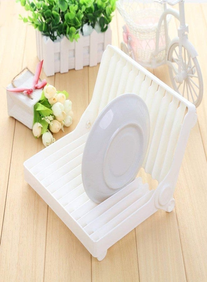 ATETO Dish Rack Stand Multicolor Plastic Foldable Dish Rack Dish Drying Drainer Organizer Holder for Kitchen Bowls Plates 12 Slots Designed Stand (Pack of 1) - Image 1