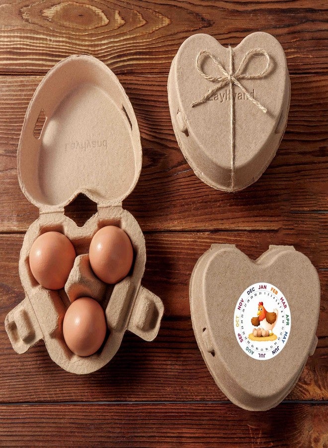 LayHyand 30 PCS Valentine Heart Shaped Egg Cartons with Labels, Easter Pulp Paper Egg Cartons 3 Count with Jute Rope, Cute Egg Basket Storage Container Holder, Lover Gift Chicken Eggs Crate - Image 4