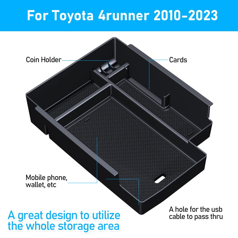 DIAMOOKY Upgraded Center Console Organizer for Toyota 4Runner 2024 2023 2022 2021 2020 2019 2018 2017 2016-2010 Full Size Tray Interior Accessories, Insert Armrest Box Secondary Storage ABS Material - Image 5