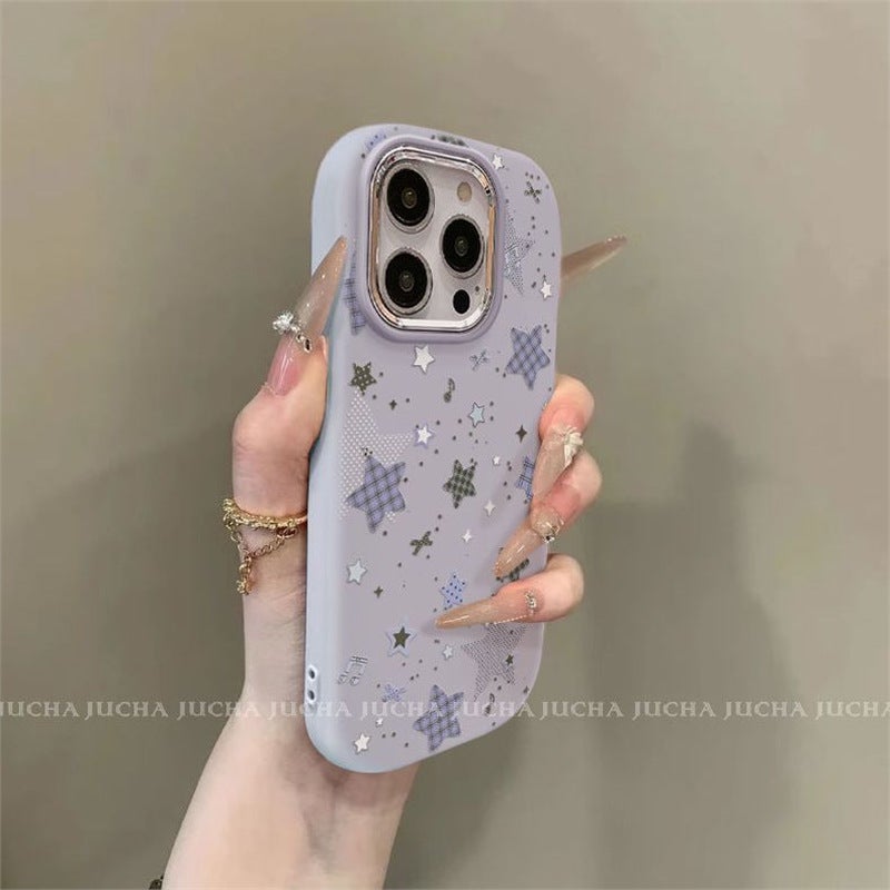 Suitable for Apple 17Promax Mobile Phone Case New Iphone16 Silicone Mobile Phone Protective Cover 15 Plaid Stars 14 - Image 2