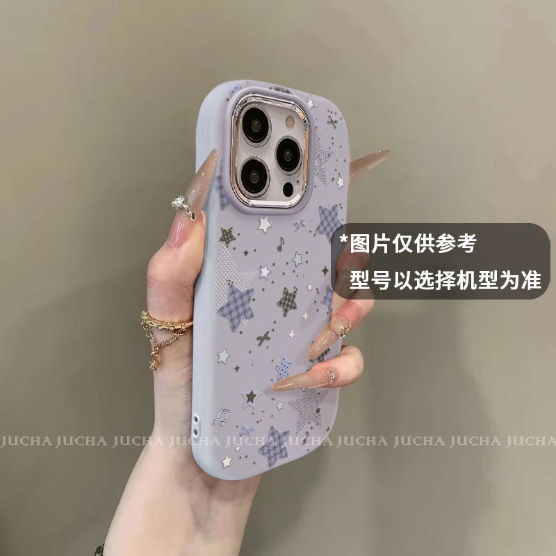 Suitable for Apple 17Promax Mobile Phone Case New Iphone16 Silicone Mobile Phone Protective Cover 15 Plaid Stars 14 - Image 1