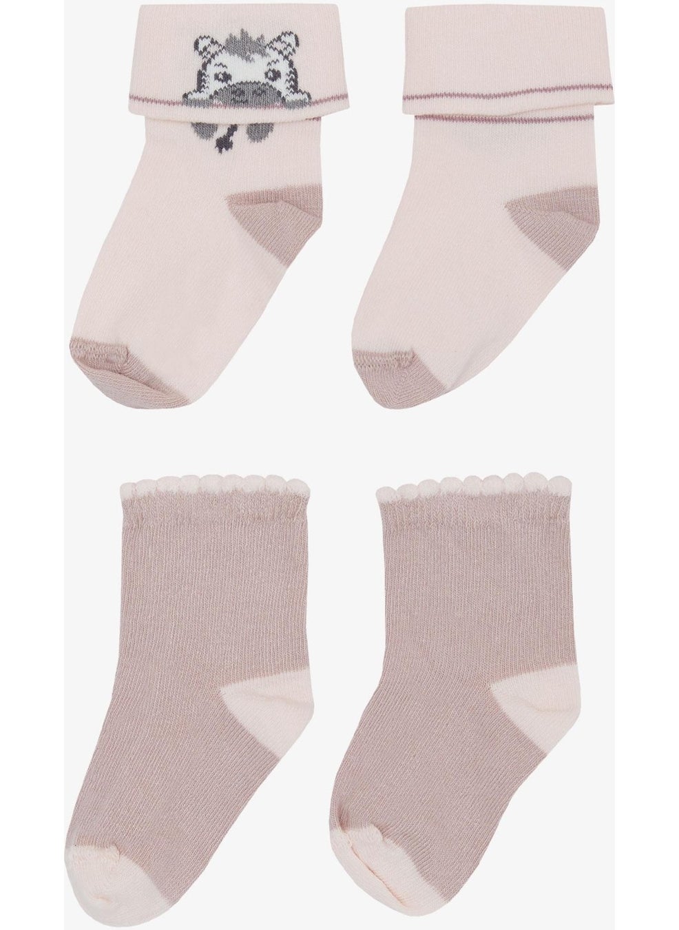 Katamino - Baby Girl Socks 2-Piece Cute Kitten Printed 0-24 Months, Mixed Colors - Image 1