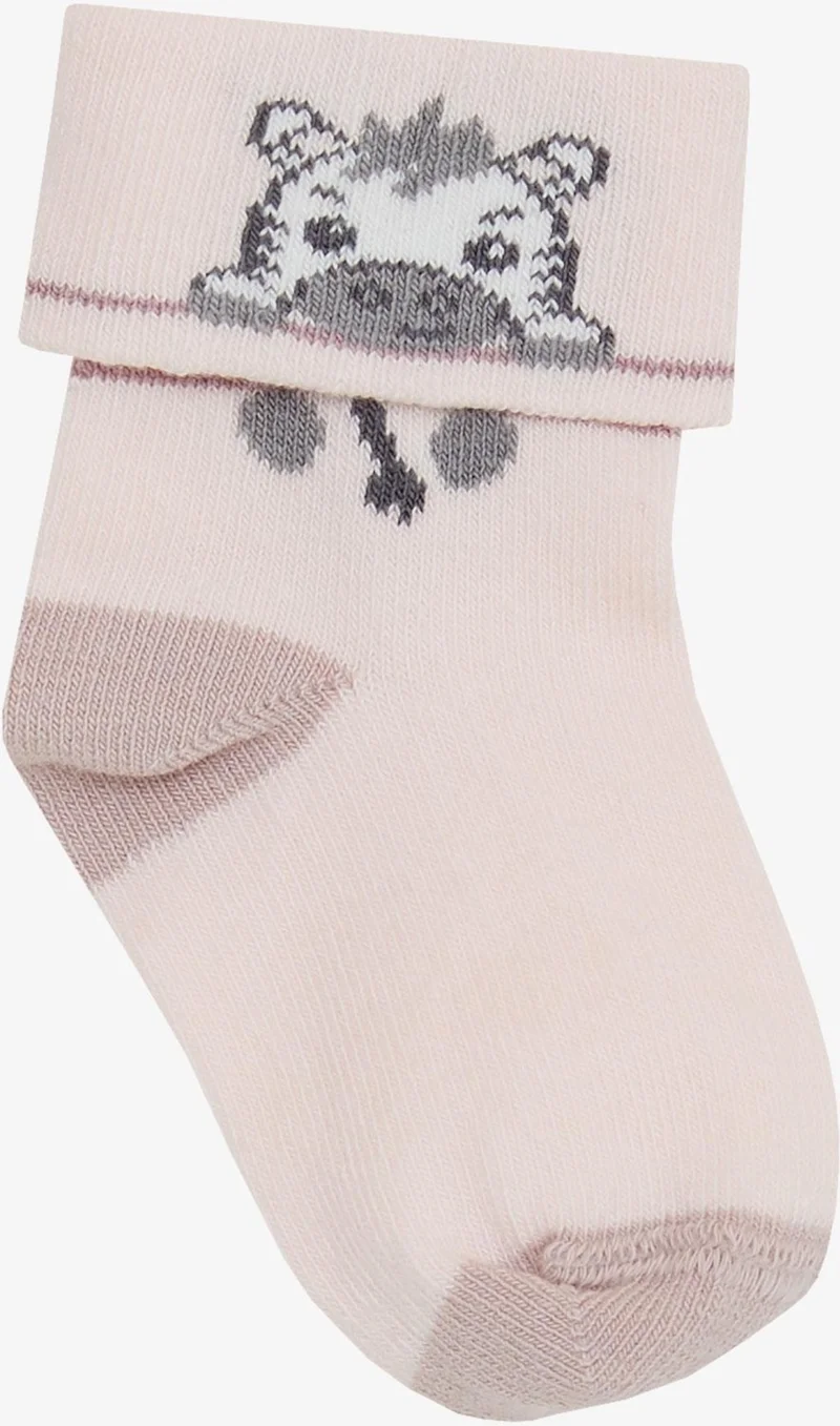 Katamino Baby Girl Socks 2-Piece Cute Kitten Printed 0-24 Months, Mixed Colors
