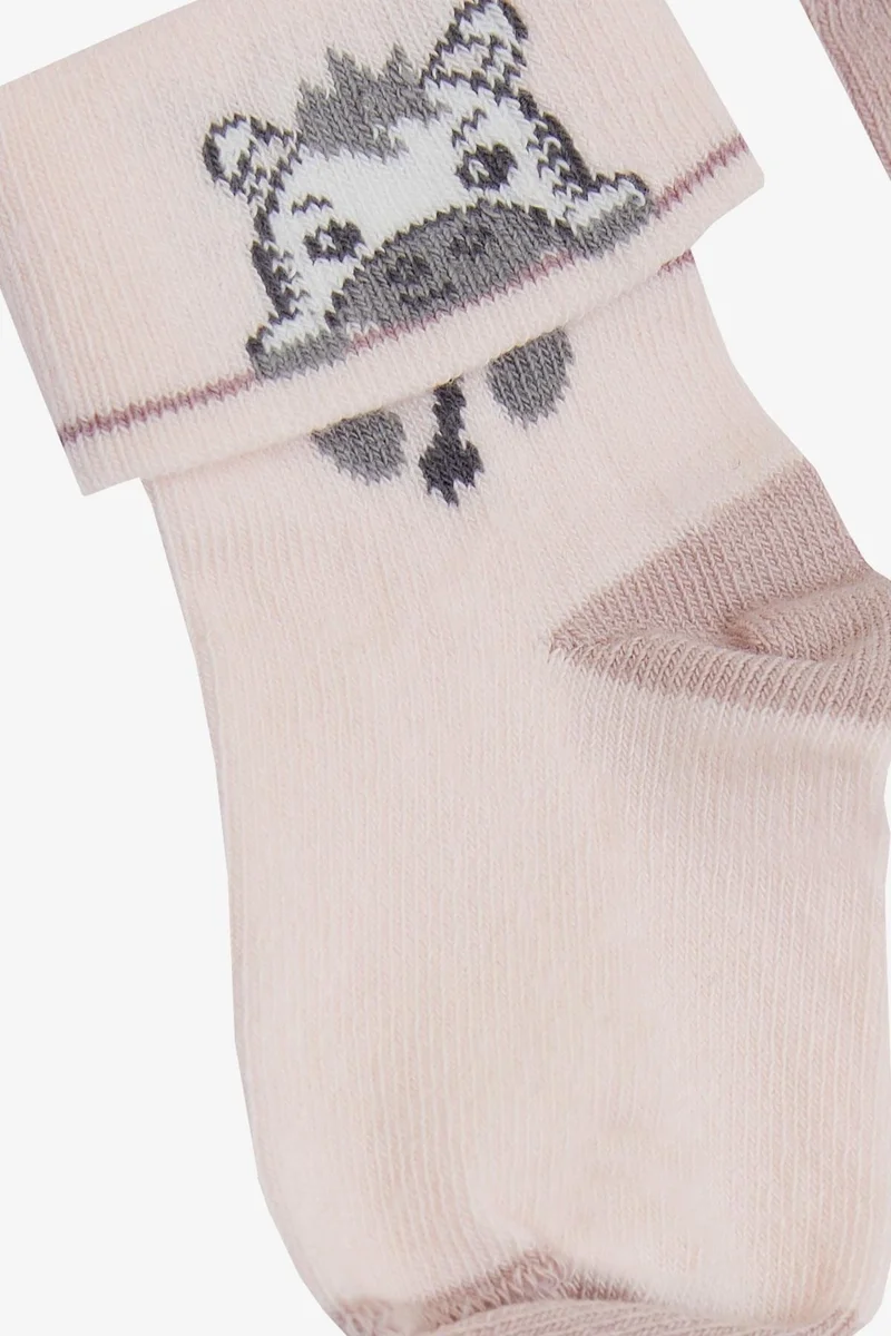 Katamino Baby Girl Socks 2-Piece Cute Kitten Printed 0-24 Months, Mixed Colors