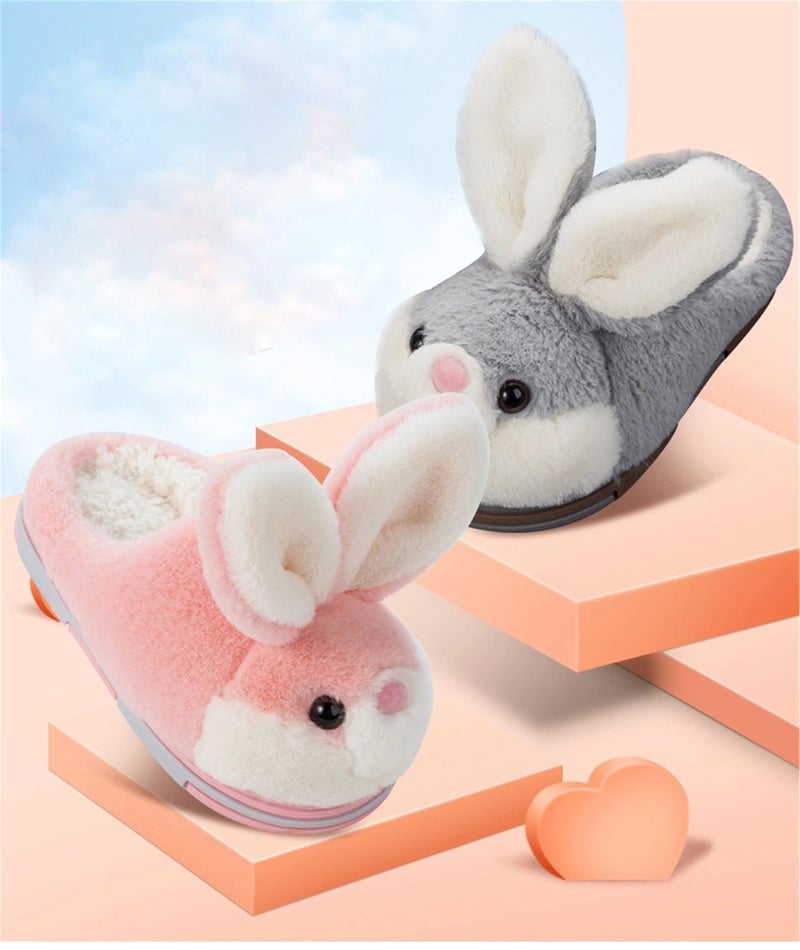 YILANLAN Women's Cute Bunny Animals Slippers Interesting Comfortable Furry Slippers Soft Plush Winter season Keep warm Home Slippers (8.5/9, Pink slipper, numeric_8_point_5) - Image 5