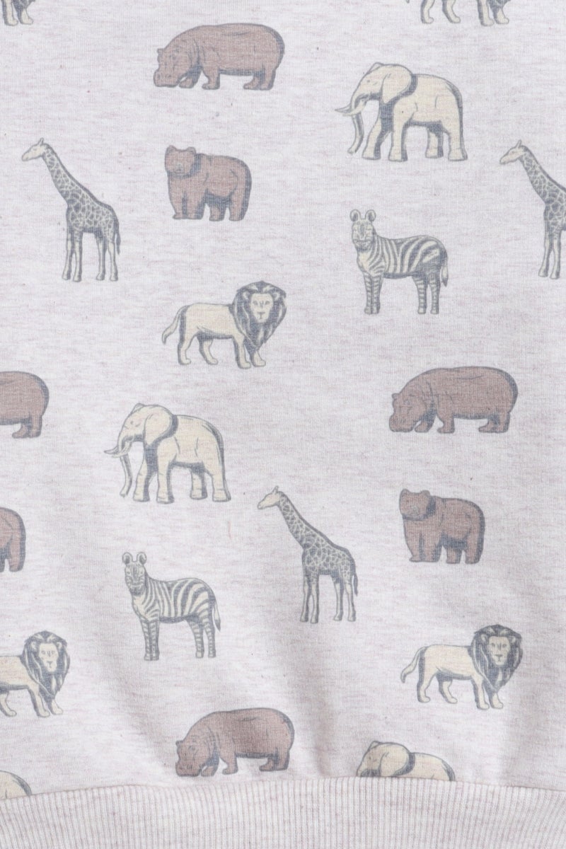 Dirkje Boys Safari Print Fleece Tracksuit – Sand & Heather Grey 2-Piece Set - Image 5