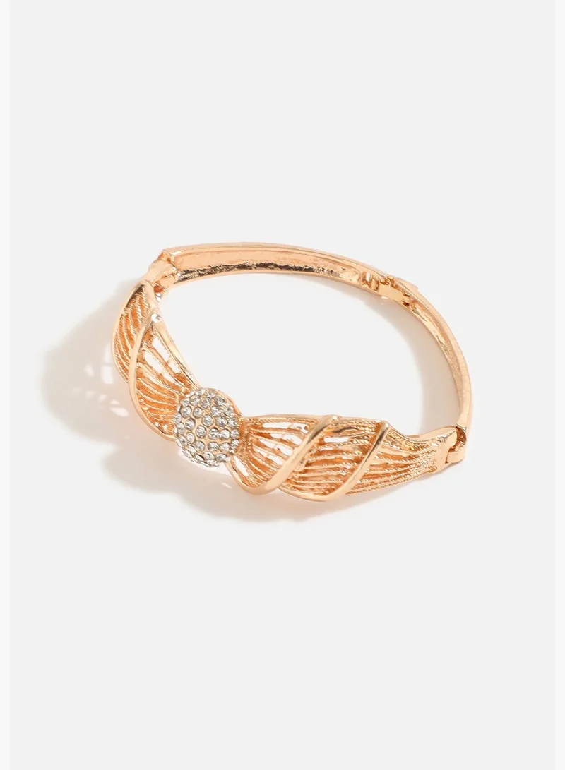 SOHI Gold Plated Designer Stone Necklace, Earring, Ring and Bracelet Set