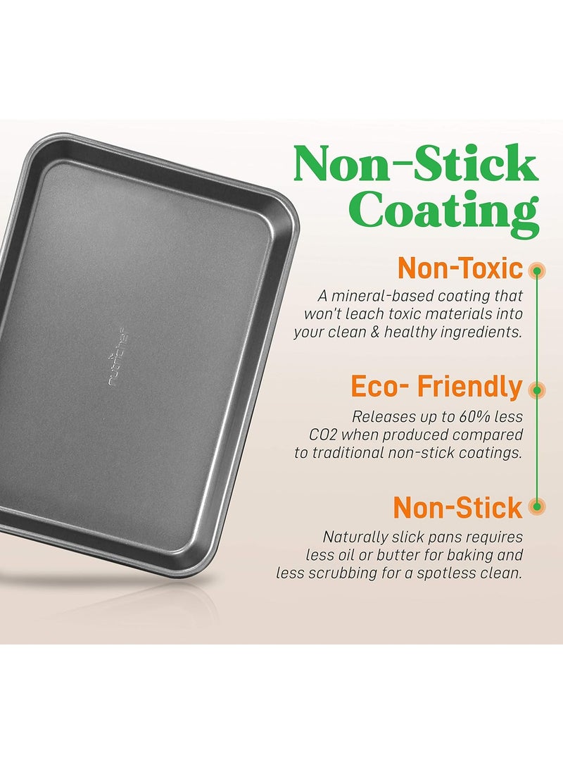 NutriChef - NutriChef 2-Piece Nonstick Cookie Sheet Baking Pan Set - Heavy Duty Bake Trays w/ Smooth Non-Stick Coating PFOA, PFOS, & PTFE Free, 15" x 11" & 13" x 9" - Dishwasher Safe, Gray - Image 1