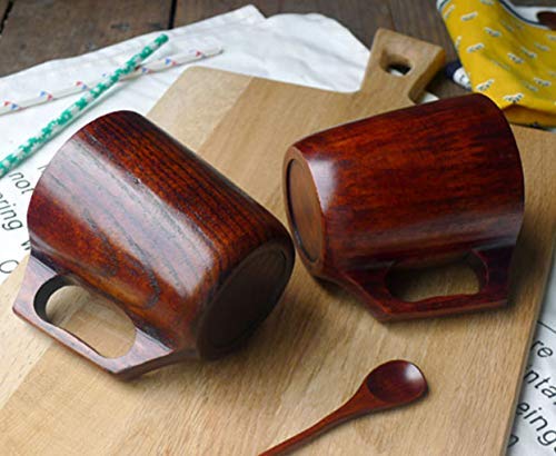 Renawe 12 oz Handmade Wooden Coffee Mug Wood Outdoor Cool Man Cups Unique Camping Guys Tankard Vintage Beer Mugs Stein for Men Gift Unusual Rustic Coffee Tea Cup Fancy Manly Viking Mug - Image 4