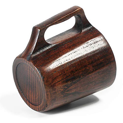 Renawe 12 oz Handmade Wooden Coffee Mug Wood Outdoor Cool Man Cups Unique Camping Guys Tankard Vintage Beer Mugs Stein for Men Gift Unusual Rustic Coffee Tea Cup Fancy Manly Viking Mug - Image 3