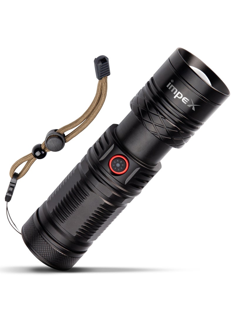 Impex Rechargeable Zoomable Flashlight, 20W Laser LED Torch 1000lm Lumens, Aircraft Non-Corrosive Aluminum Body, Adjustable Focus,6600mAh Battery, Type-C Charging Port,2 Years Warranty-Hunter Z3  - Image 2