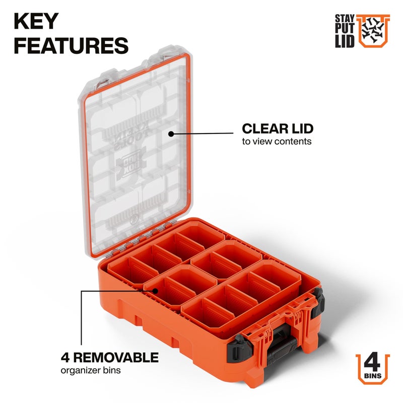 Klein Tools 54500MBX MODbox Tall Compartment Box, Half-Width Tool Organizer, Small Parts Tool Box with 10 Compartments, 4 Removable Bins, Stackable Module - Image 3