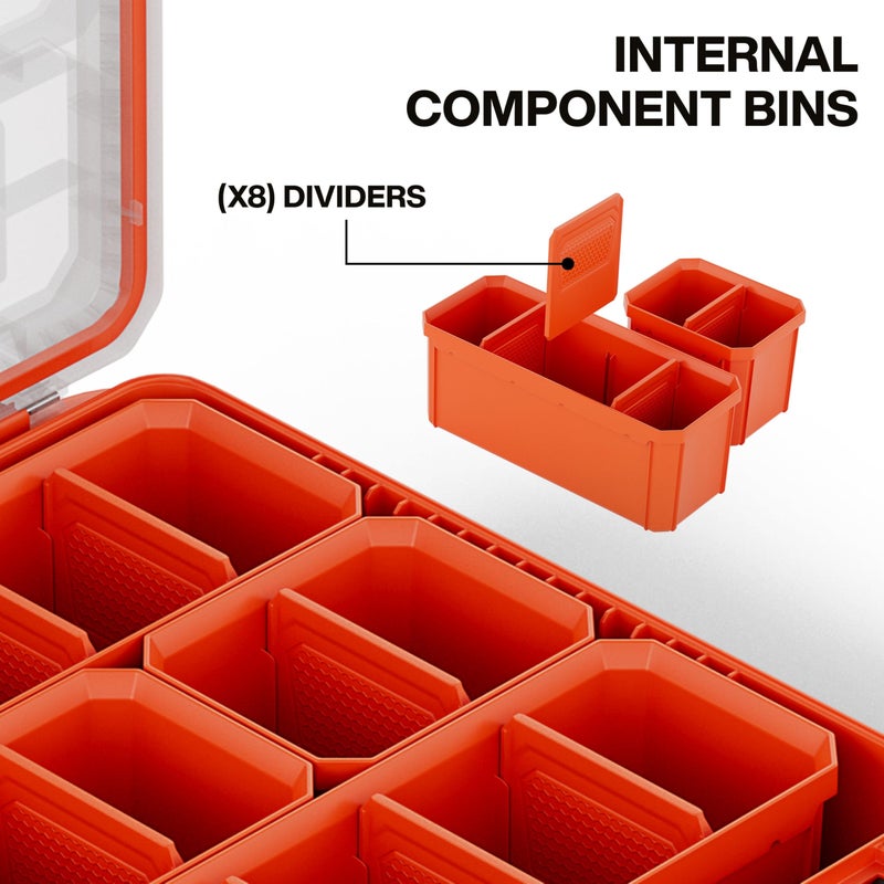 Klein Tools 54500MBX MODbox Tall Compartment Box, Half-Width Tool Organizer, Small Parts Tool Box with 10 Compartments, 4 Removable Bins, Stackable Module - Image 5