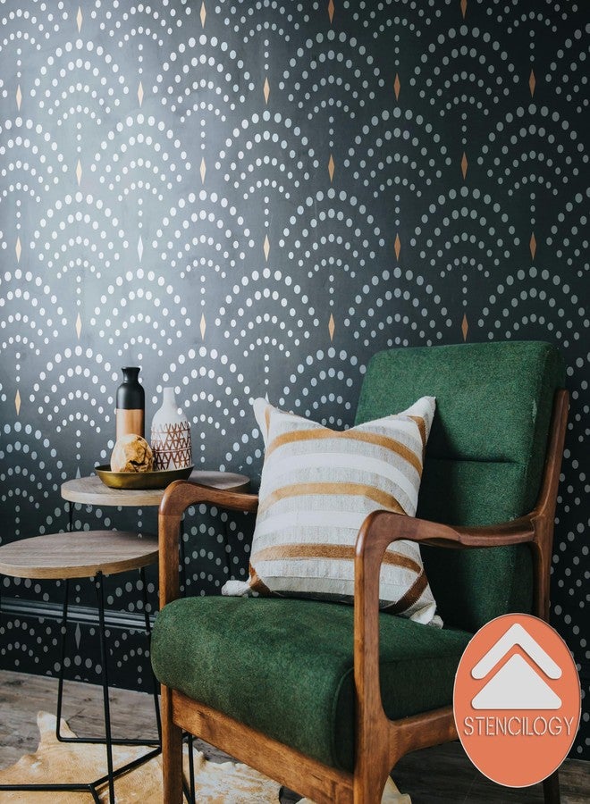 STENCILOGY® / KARASU - 23.6" x 39.4" XL Wall Stencil, Vintage Sashiko Stencil, Large Allover Wall Stencils for Painting, Large Ethnic Geometric Wall Stencil - Image 4