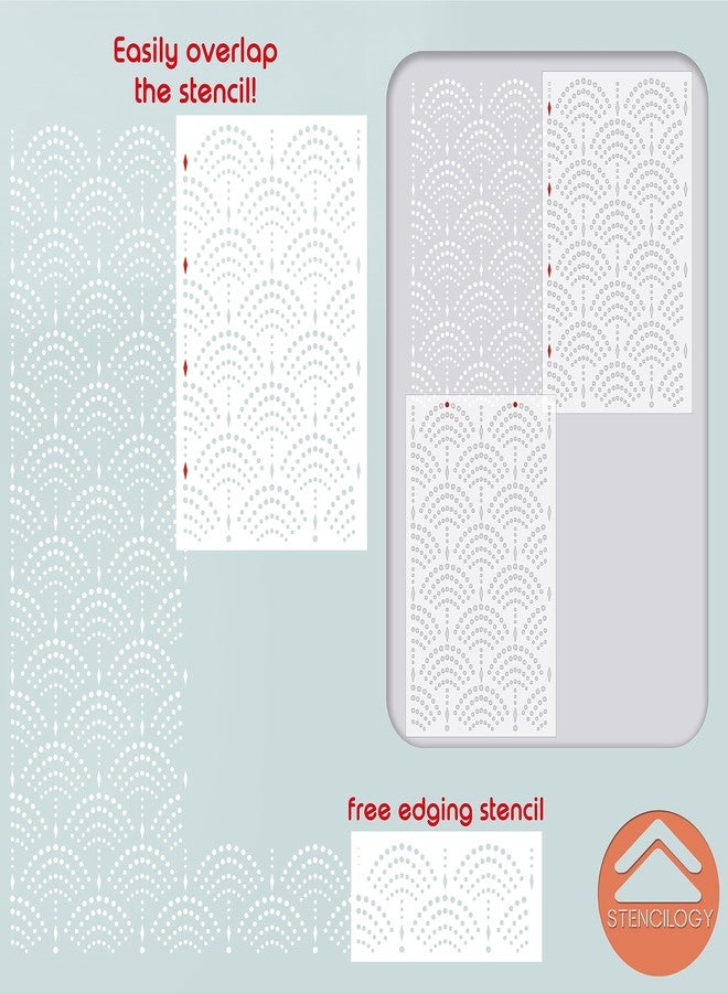 STENCILOGY® / KARASU - 23.6" x 39.4" XL Wall Stencil, Vintage Sashiko Stencil, Large Allover Wall Stencils for Painting, Large Ethnic Geometric Wall Stencil - Image 5