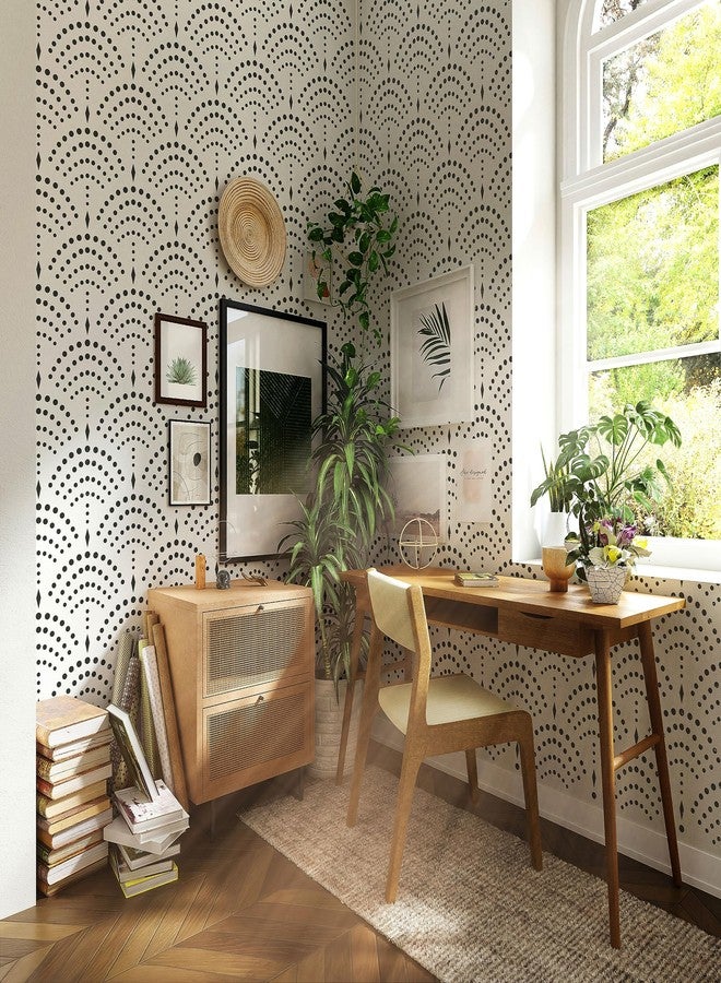 STENCILOGY® / KARASU - 23.6" x 39.4" XL Wall Stencil, Vintage Sashiko Stencil, Large Allover Wall Stencils for Painting, Large Ethnic Geometric Wall Stencil - Image 3