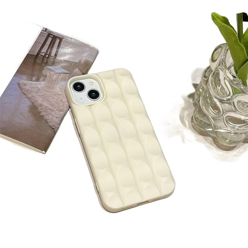 Protective Case | White | Silicone | 3D Embossed Pattern | Drop Protection | Shockproof Cover for iPhone 14 / 14 Plus / 14 Pro / 14 Pro Max - Image 1