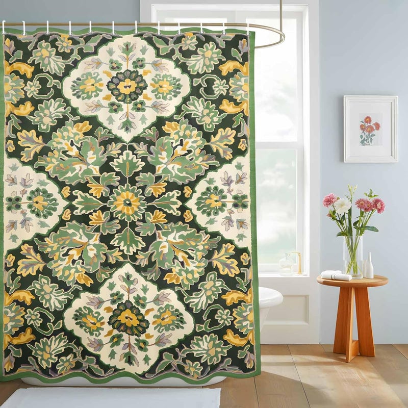 Bohemia Ethnic Style Shower Curtain with 12 Hooks Vintage Green Southwest Pattern Waterproof Fabric Shower Curtains Sets for Bathroom Bath Decorations, Machine Washable, 48"x72" - Image 3