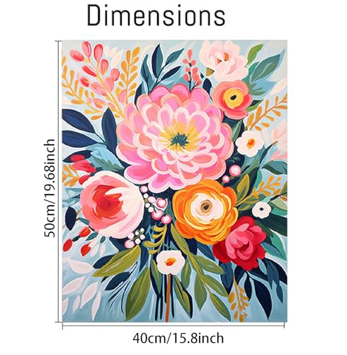 YarnMate Flowers Paint by Numbers Kit for Adults Flowers in Vase Paint by Number on Canvas Without Frame DIY Acrylic Painting for Gift Home Wall Decor 16x20 Inch - Image 3