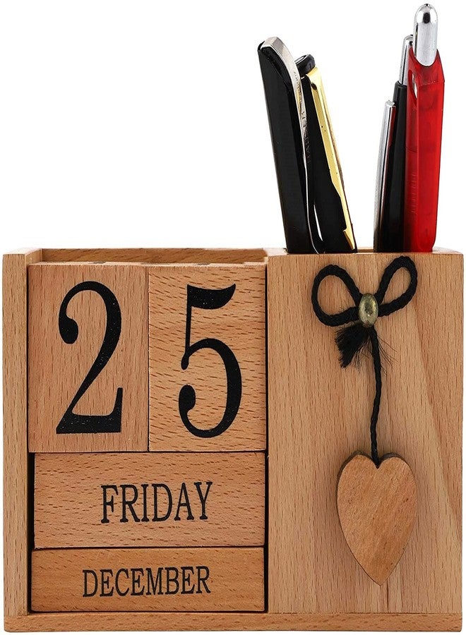 Frescorr - Wooden Perpetual Calendar for Desk, Wood Month Date Display Blocks for Teachers, Students, Classrooms, Farmhouse Office Decor, Desk Accessories - Image 1
