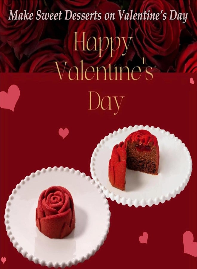 Bake House 2 Pack Valentines Molds Silicone 6 Cavity Rose Flower Soap Molds for Baking Rose Ice Cube Molds Rose Silicone Molds Chocolate Candy Jolle Cupcakes Pudding Muffins Making (Rose Mold) - Image 3