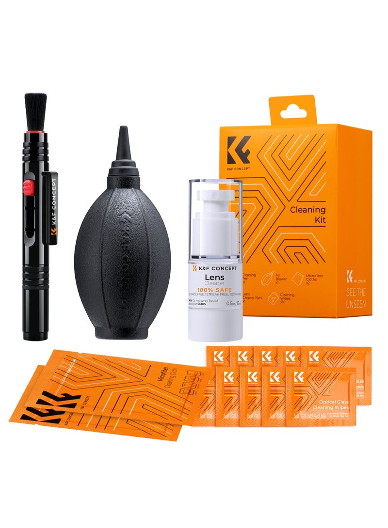 كيه آند إف كونسبت طقم تنظيف 15‑في‑1 للكاميرا والعدسات KF 1918 من K&F Concept – مجموعة أدوات تنظيف كاملة - Image 1