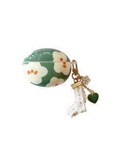 For HuaweiFreebuds5 Wireless Bluetooth Headset Cartoon Creative Freeclip/6i Soft Case Pendant-Color:Silicone Soft Shell + Pendant-green Flowers-Model:Universal For HuaweiFreebuds Pro3/pro4 (protective Case)