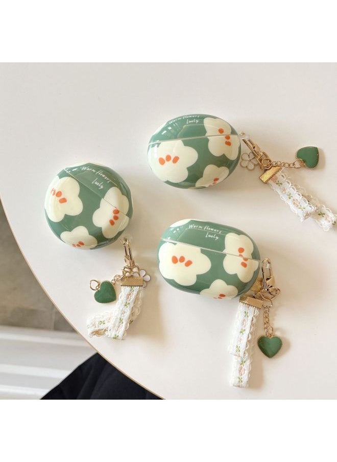 Generic - For HuaweiFreebuds5 Wireless Bluetooth Headset Cartoon Creative Freeclip/6i Soft Case Pendant-Color:Silicone Soft Shell + Pendant-green Flowers-Model:Universal For HuaweiFreebuds Pro3/pro4 (protective Case) - Image 1