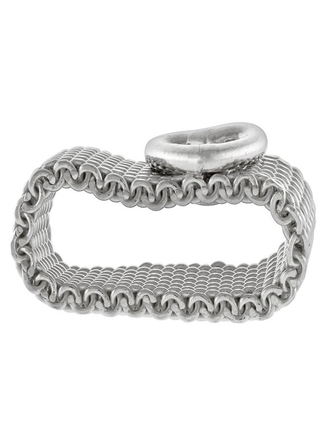 سابرينا سيلفر خاتم زفاف من الفضة الإسترلينية عيار 925، مصنوع يدويًا، بتصميم شبكي 8 مم، مزين بقلب، مناسب للرجال والنساء، عرضه 5/16 بوصة، مقاس 9. - Image 5