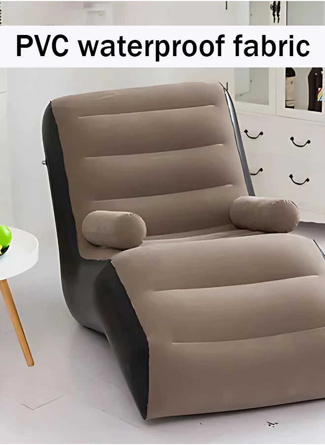 Generic Inflatable Lazy Man Flocking Sofa Portable Lunch Bed Creative S-Lounge Chair Inflatable Outdoor Sofa Foldable Inflatable Sofa  - Image 1