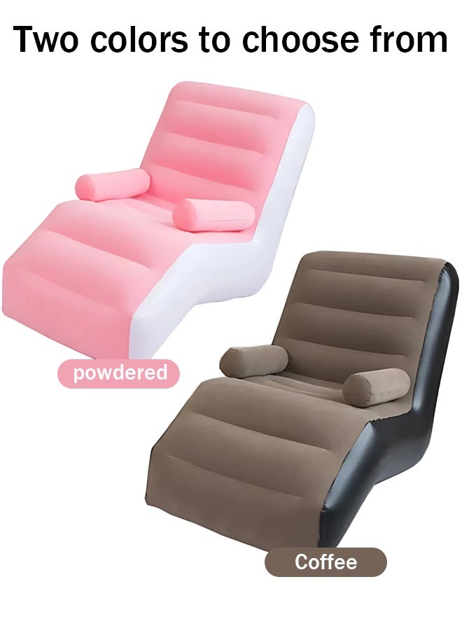 Generic Inflatable Lazy Man Flocking Sofa Portable Lunch Bed Creative S-Lounge Chair Inflatable Outdoor Sofa Foldable Inflatable Sofa  - Image 3
