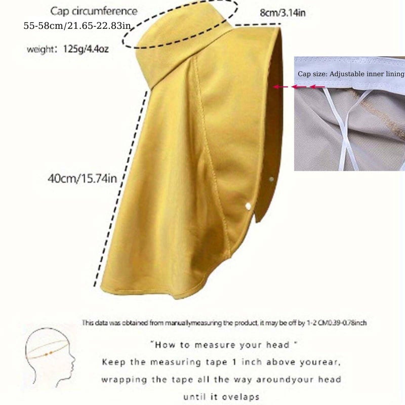 WUODHTW Sun Hats Women Sun Protection Wide Brim Shawl with Neck Flap Hiking Visor Hat Fishing Hat UV Protection Beach Hats Yellow - Image 5