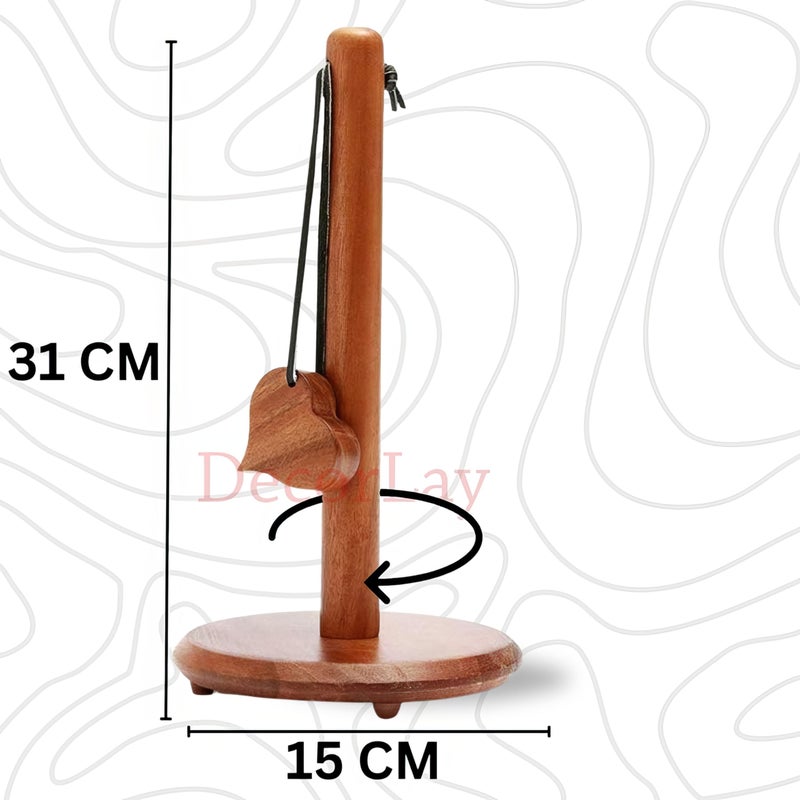 Decorlay Decorlay Sheesham Wood Napkin Roll Holder Dinning Table for Kitchen Heart Shape Tissue Roll Holder Premium Tissue Paper Stand | Size - 30 x 15 CM | Color- Brown (Pack of 1) - Image 3