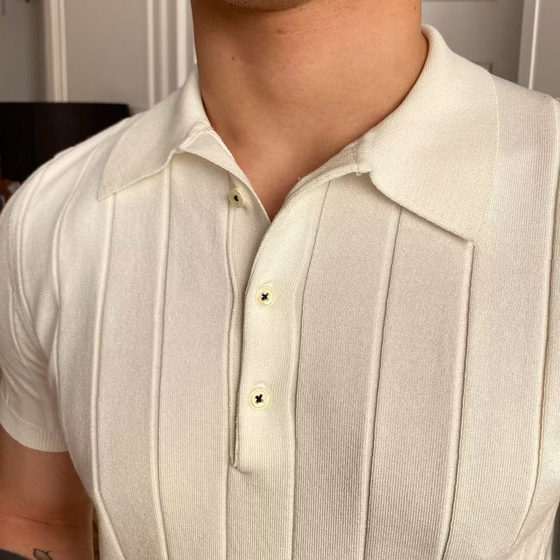 Men's Short Sleeve Polo Shirt Business Casual Summer Knit Top - Image 4