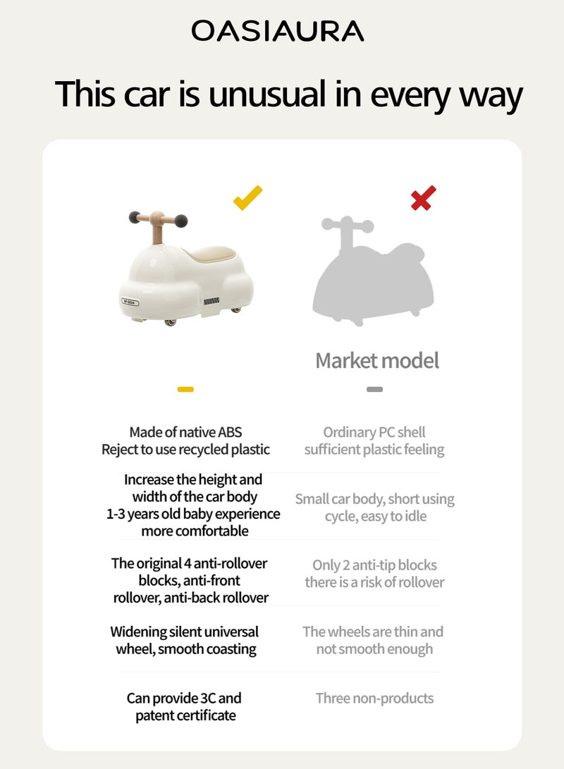 واسيانور دراجة توازن للأطفال عمر سنة، بأربع عجلات مع مساحة تخزين مخفية، لعبة دفع بالقدم، مناسبة للاستخدام داخل وخارج المنزل، هدية عيد ميلاد أول للأطفال من عمر 12 إلى 24 شهرًا، باللون الأبيض - Image 3