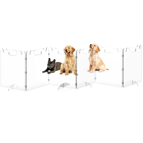 Upitry Clear Acrylic Pet Dog Gate - Folding Transparent Gates for Christmas Tree Small Dogs Pets - Freestanding Foldable Tall Puppy Doggy Fence Door for Inside Indoor House Doorways Room - Image 1