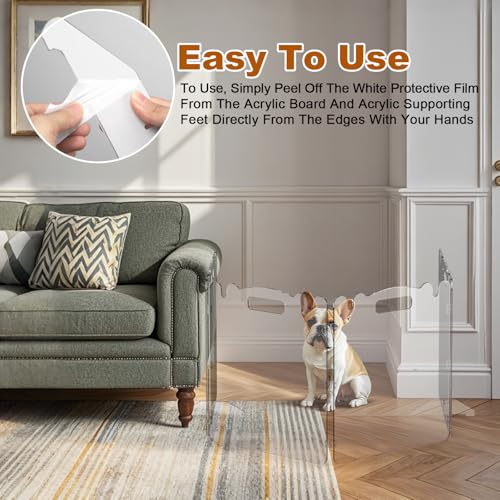Upitry Clear Acrylic Pet Dog Gate - Folding Transparent Gates for Christmas Tree Small Dogs Pets - Freestanding Foldable Tall Puppy Doggy Fence Door for Inside Indoor House Doorways Room - Image 5