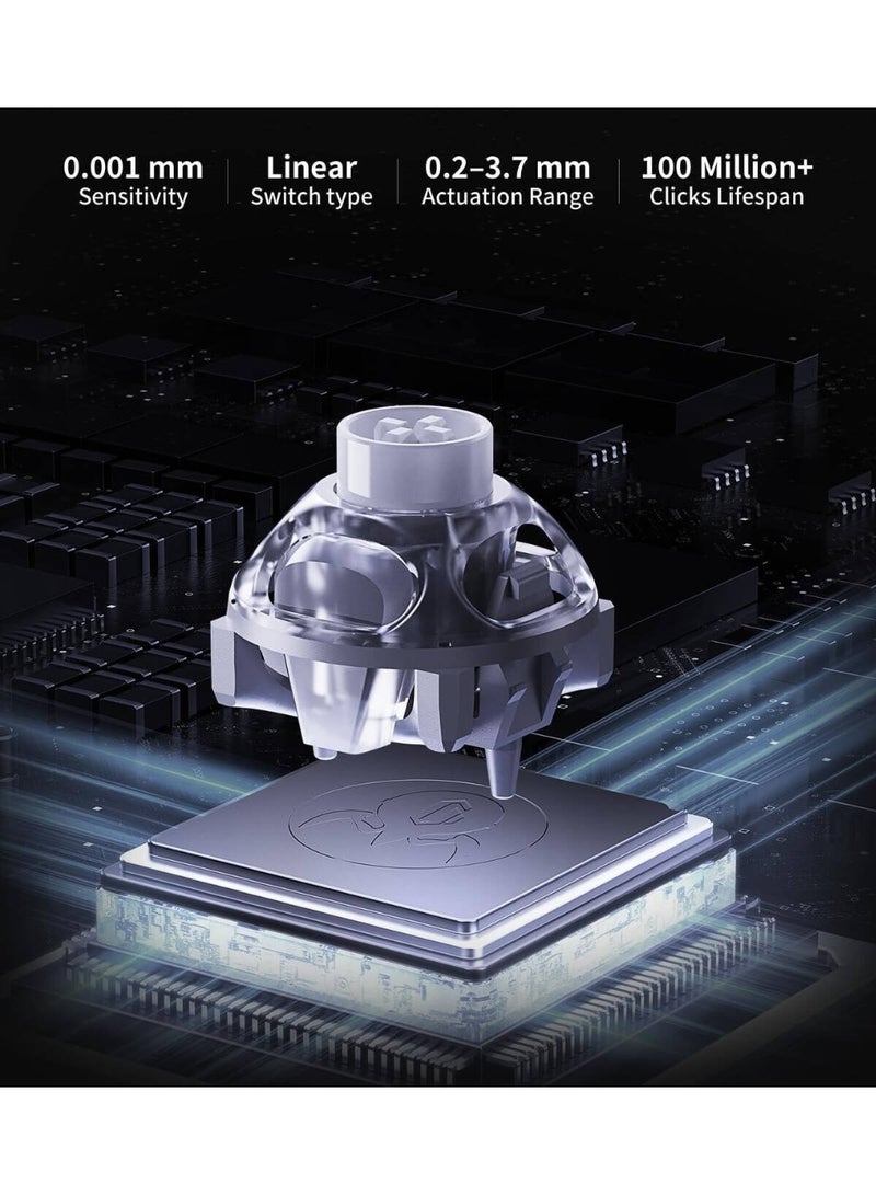 جرافا ستار لوحة مفاتيح الألعاب السلكية Mercury V60 بنسبة 60% – معدل استجابة 8kHz، مفاتيح تأثير هول المغناطيسية (قابلة للتعديل من 0.005 إلى 3.5 مم)، زناد سريع، قابلة للتبديل الساخن، إضاءة خلفية RGB (22 وضعًا)، معدل مسح 256kHz، لوحة مفاتيح ميكانيكية مدمجة للكمبيوتر | كريستال أونيكس - Image 5