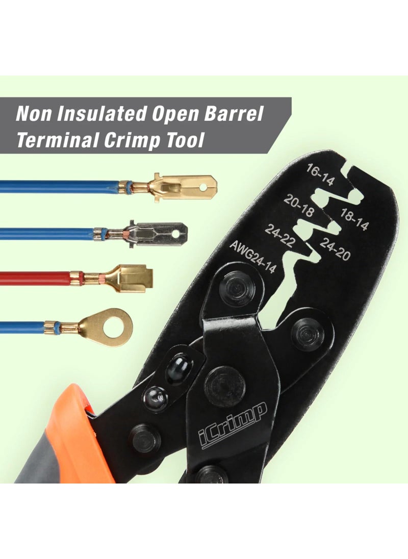 IWISS iCrimp Non Insulated Open Barrel Terminal Crimp Tool - Wire Crimper for Molex, Delphi, AMP/Tyco, Harley, PC/Computer, Automotive 24-14 AWG  - Image 4