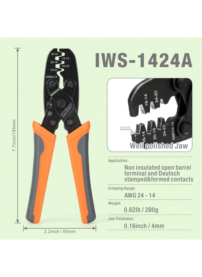 IWISS iCrimp Non Insulated Open Barrel Terminal Crimp Tool - Wire Crimper for Molex, Delphi, AMP/Tyco, Harley, PC/Computer, Automotive 24-14 AWG  - Image 2
