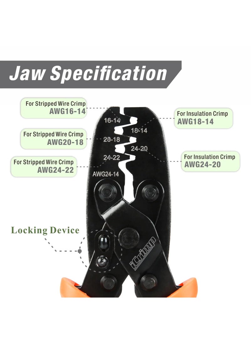 IWISS iCrimp Non Insulated Open Barrel Terminal Crimp Tool - Wire Crimper for Molex, Delphi, AMP/Tyco, Harley, PC/Computer, Automotive 24-14 AWG  - Image 3