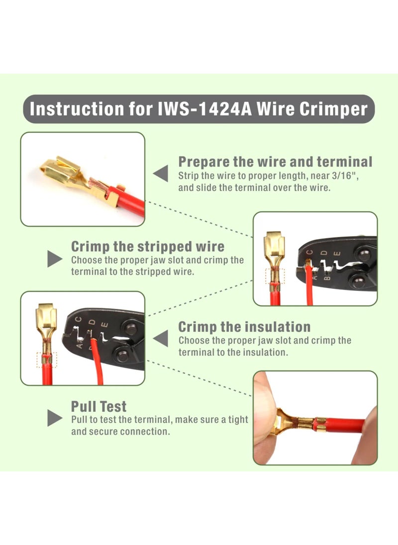 IWISS iCrimp Non Insulated Open Barrel Terminal Crimp Tool - Wire Crimper for Molex, Delphi, AMP/Tyco, Harley, PC/Computer, Automotive 24-14 AWG  - Image 5