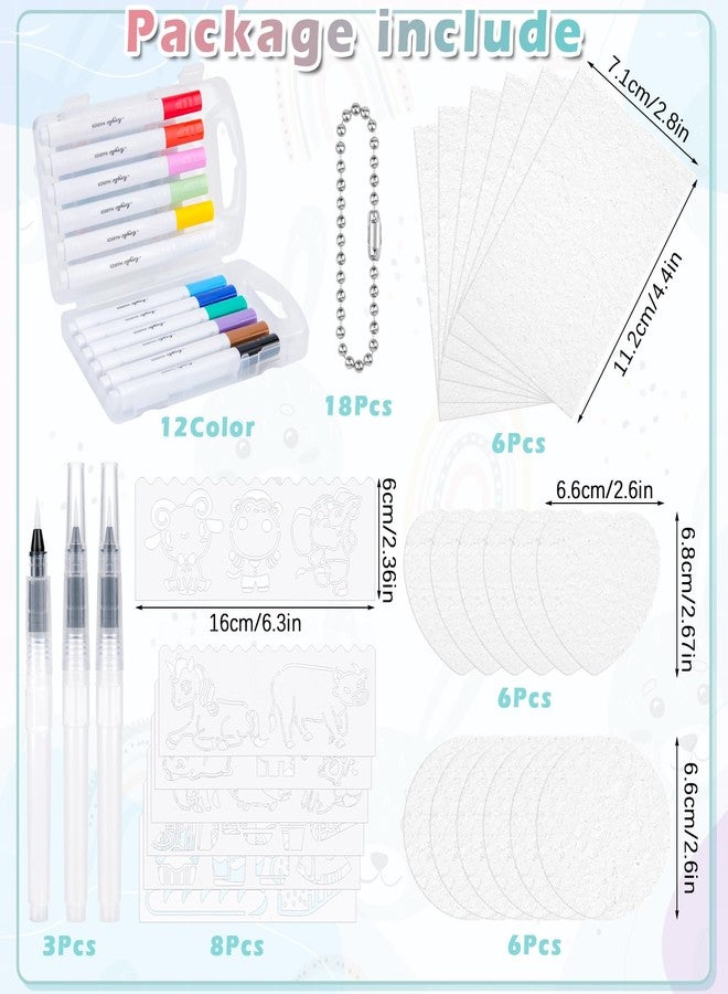 Meetory Magic 3D Foam Texture Painting Kit, Including 18 Pcs Foam Texture Paper, 12 Acrylic Paint Markers, 3 Watercolor Brush Pens(L,M,S),18 Bead Chains and 8 Pre-Designed Sticker Line Drawings - Image 2