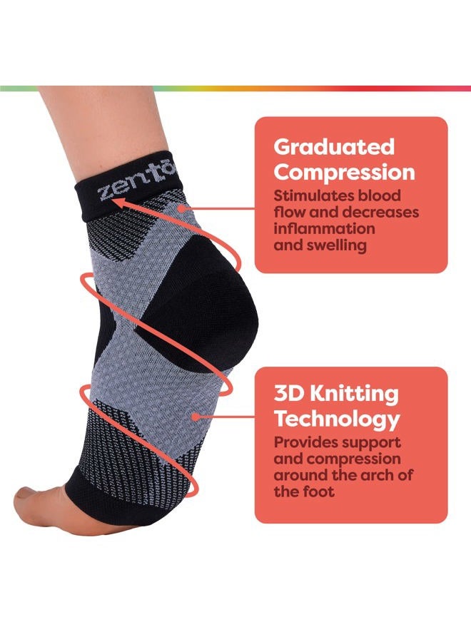 Zentoes Plantar Fasciitis Compression Socks with Arch and Ankle Support, Moisture Wicking, Open Toe Design (S/M) - Image 3