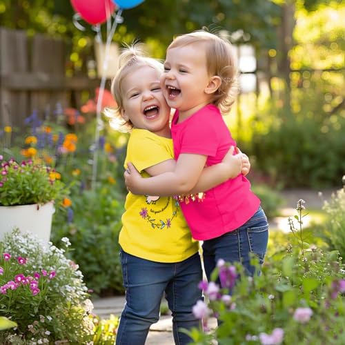 Toddylon Girls T-Shirts Half Sleeve Cotton Printed Regular Fit Tshirt with Round Neck Summer Tshirts Pack of 2 (Yellow & Pink, 3 Years-4 Years) (Tshirts Only) - Image 3