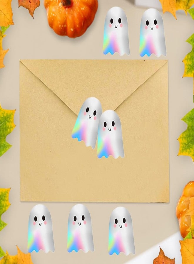Hrnsnails 500Pcs Halloween Ghost Stickers Roll - Laser Cute Boo Ghost Self-Adhesive Stickers, Holographic Waterproof Decals for Halloween Party Envelope Scrapbook Decor Supplies - Image 4