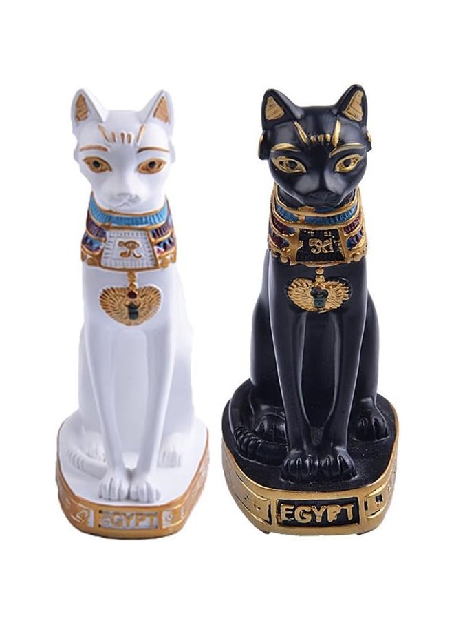 Generic Stock Show 2Pcs/Pack Ancient Egypt Kitty Egyptian Bastet Cat Resin Crafts Statue Ornaments Cute Novelty Cat Resin 