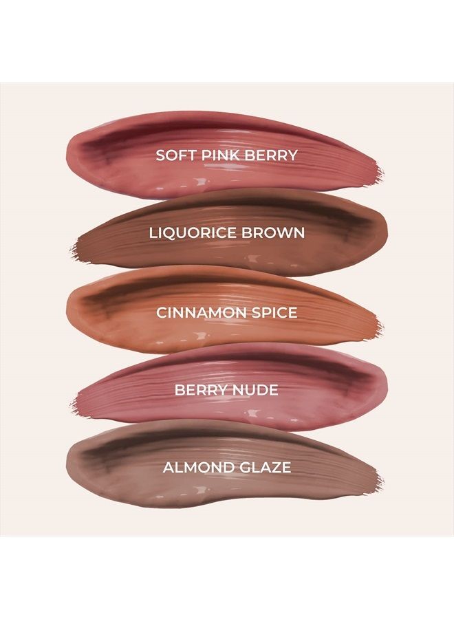 Just Herbs Organic Liquid Lipstick Kit Set of 5, Hydrating & Lightweight Lip Color - Paraben & Silicon Free - 1.6 fl oz. (Nudes & Browns) - Image 4